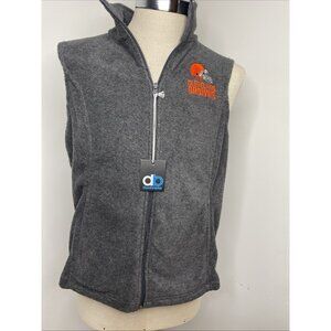 Cleveland Browns Women Fleece Vest L Grey Zip Front Pockets Embroidered Logo New